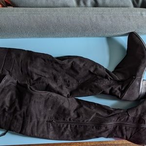 Black Suede Over Knee Shoes
